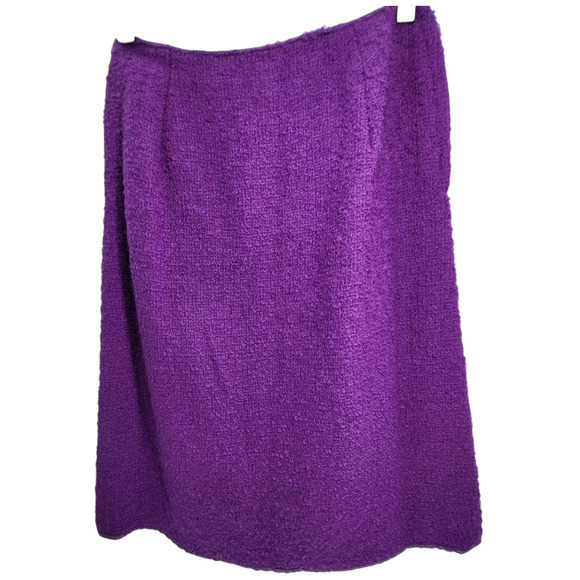 Vintage 70s Clelia Purple Boucle Wood Button Jacket Midi Straight Skirt Set Suit - Picture 4 of 17